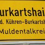 Ortstafel Burkarsthain, Gemeinde Kühren-Burkartshain, Muldentalkreis